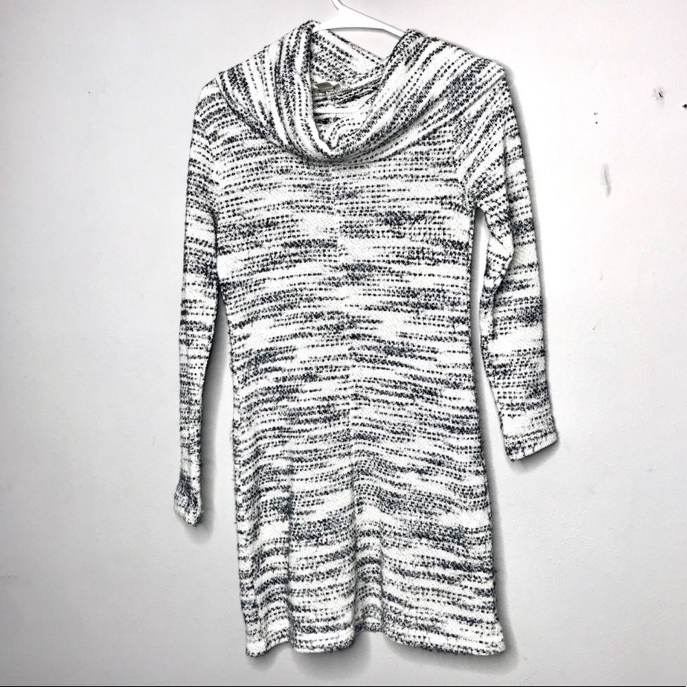 LOFT Black and cream colored cowl neck sweater dress XSP
